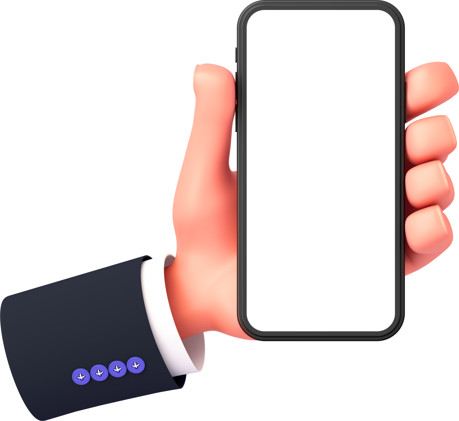 3D Hand Holding a Smartphone Illustration